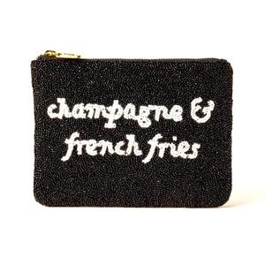 Champagne & French Fries Black & White Beaded Clutch Kate Spade NY x Target, New
